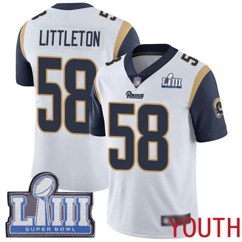 Los Angeles Rams Limited White Youth Cory Littleton Road Jersey NFL Football #58 Super Bowl LIII Bound Vapor Untouchable->women nfl jersey->Women Jersey